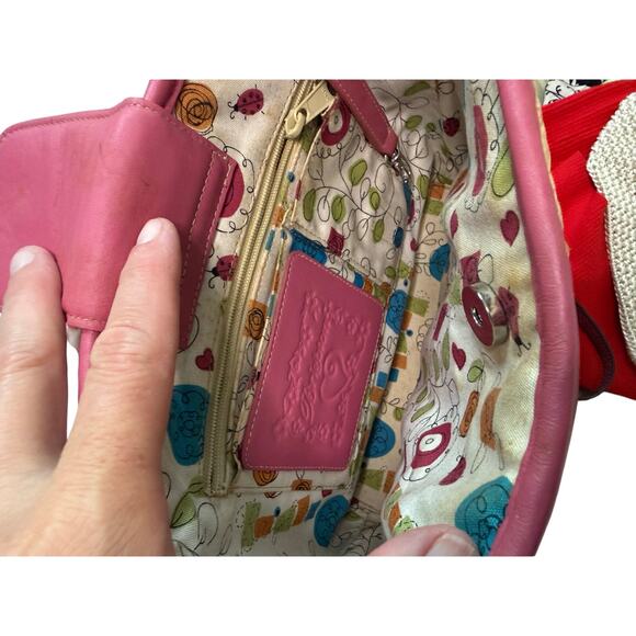 Brighton Tan Woven Straw Crossbody Bag Pink Leather Trim Adjustable StrapSummer - Picture 5 of 7